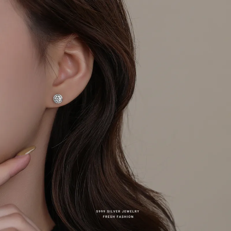 HANYUDIE Sterling Silver Stud Earrings Unisex-2