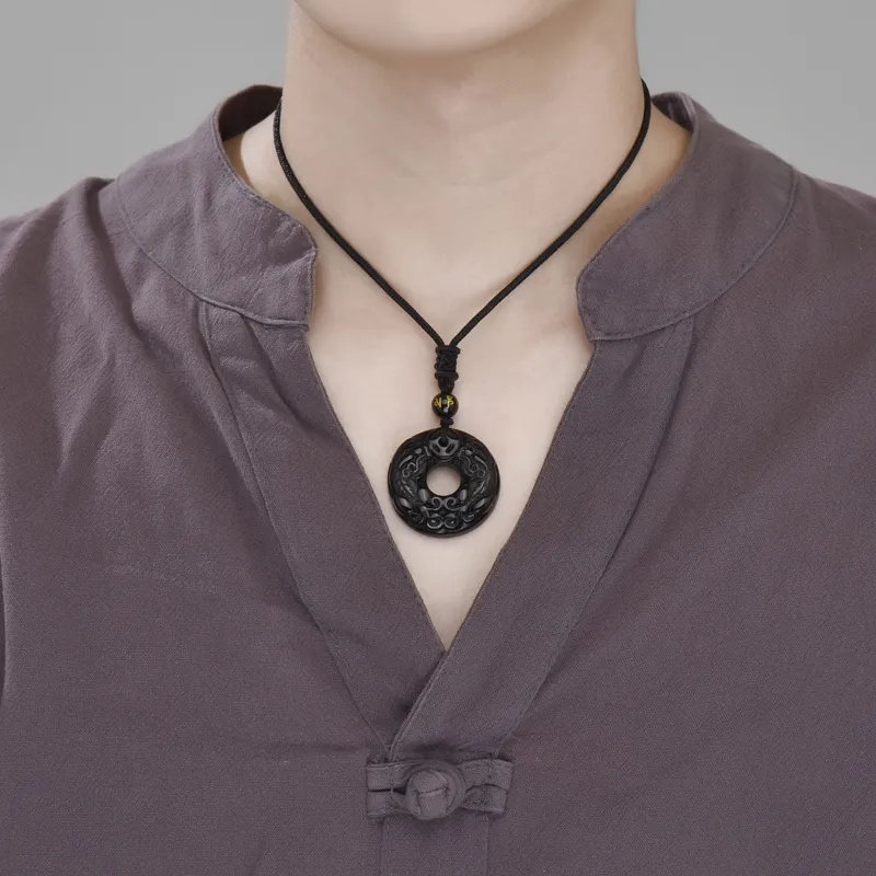 HANYUDIE Obsidian Love Confession Anniversary With Necklace Unisex-5