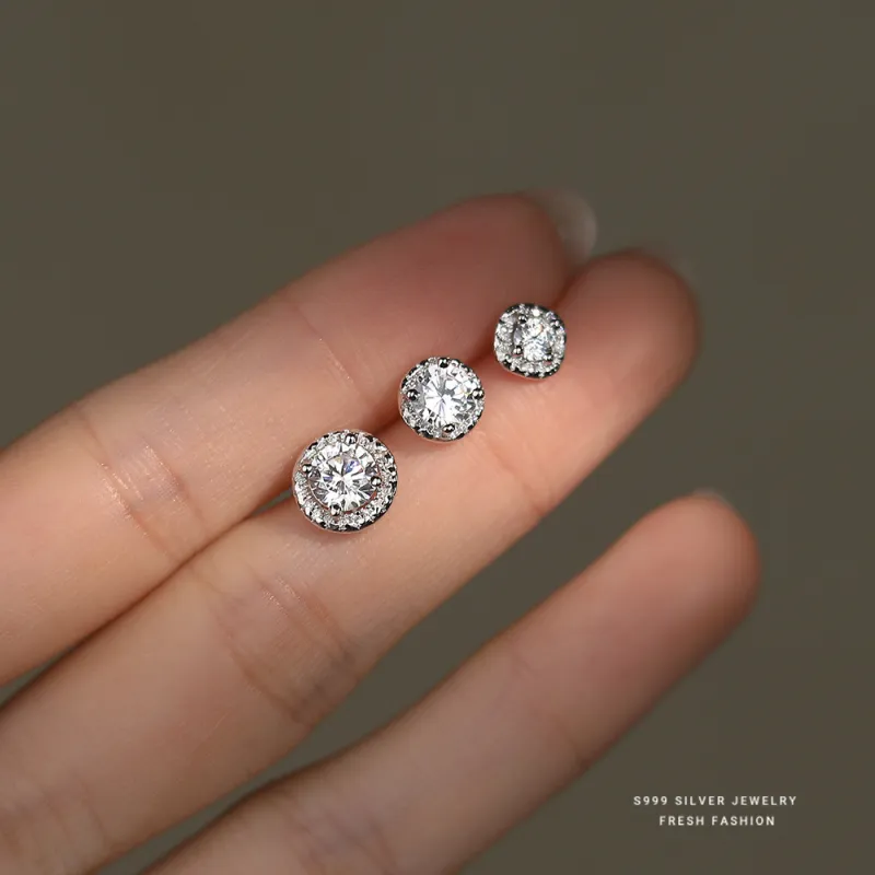 HANYUDIE Sterling Silver Stud Earrings Unisex-3