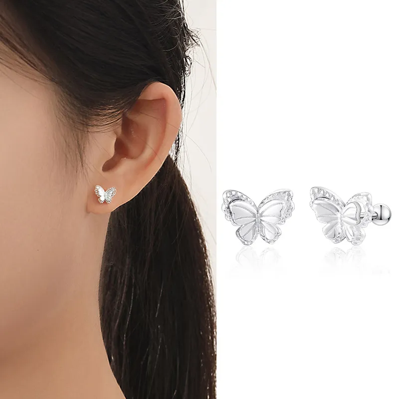 HANYUDIE Sterling Silver Stud Earrings Unisex-1