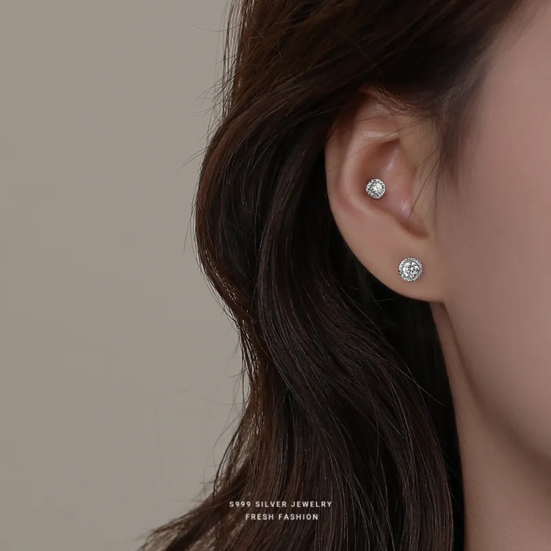 HANYUDIE Sterling Silver Stud Earrings Unisex-1