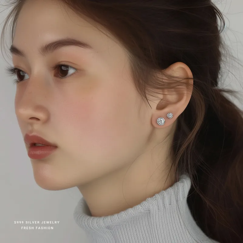 HANYUDIE Sterling Silver Stud Earrings Unisex-5