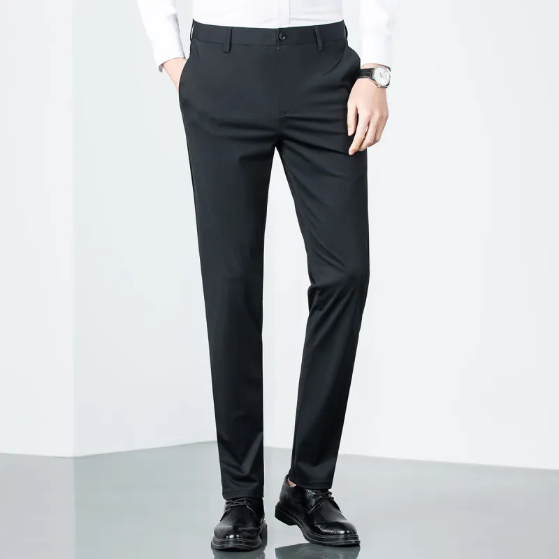 Red Bean Zip Closure Draped Easy to Care for Casual Pants Men's Black-2