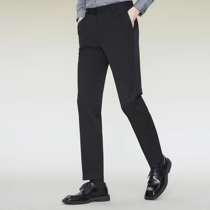 Red Bean Smooth And Elastic Suit Trouser Men's Black-4