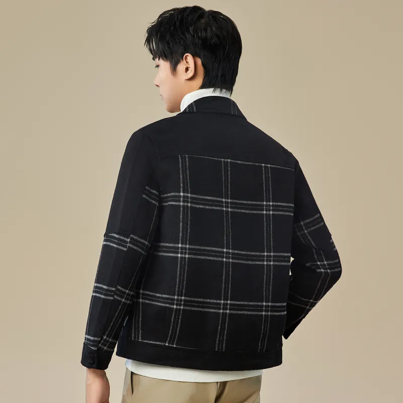 Red Bean Double Sided Wool Jackets & Coats Men's Black-4