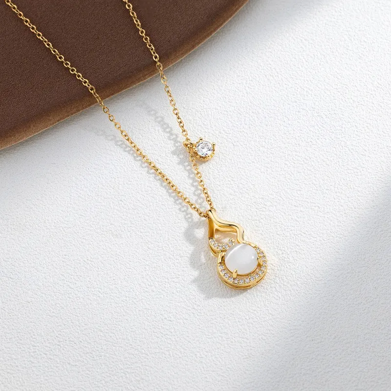 Jin Ruibang Glass Cat Eye Jade Necklaces Women's-4