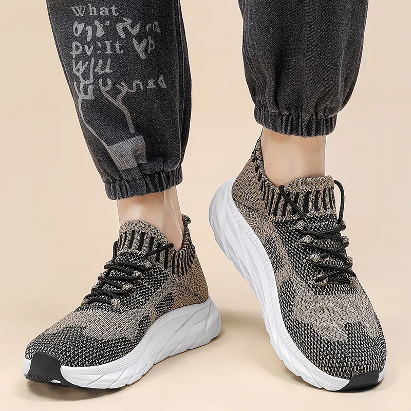 SENGUIBUCK Men's Casual Shoes Men Low Top Gray/Black White/Khaki-10