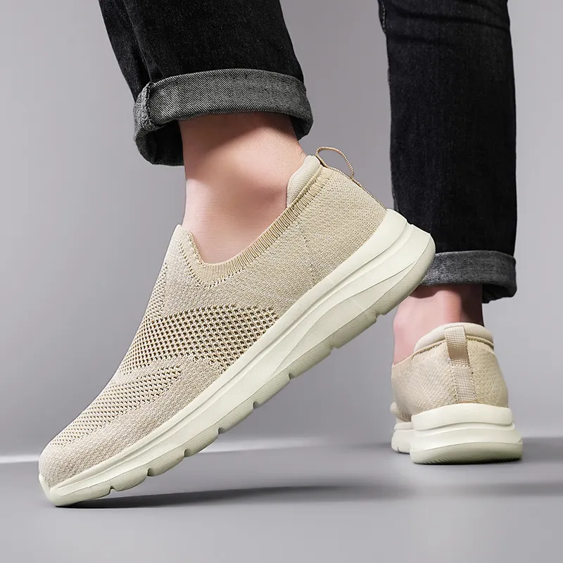 SENGUIBUCK Breathable Lightweight Low-Top Casual Shoes Men's Beige-3
