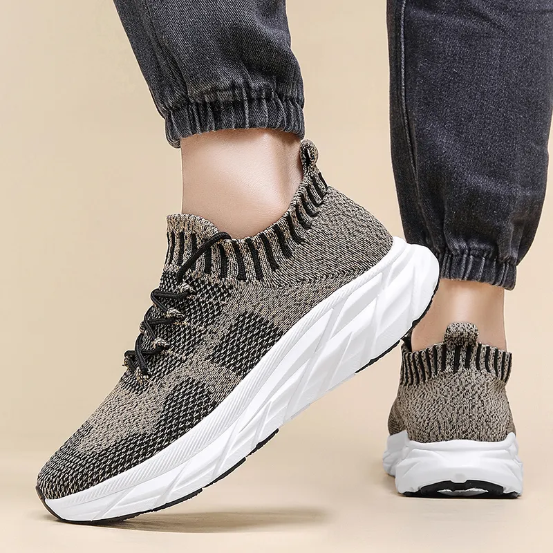 SENGUIBUCK Men's Casual Shoes Men Low Top Gray/Black White/Khaki-9