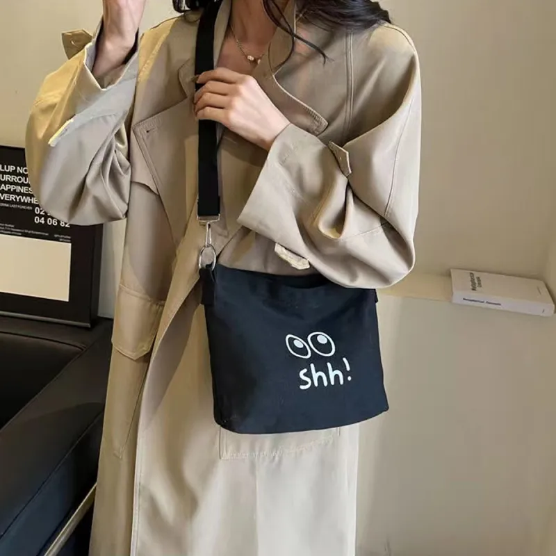 ADOONGA Canvas One Shoulder Crossbody Canvas Bag Regular Unisex Ecru-8