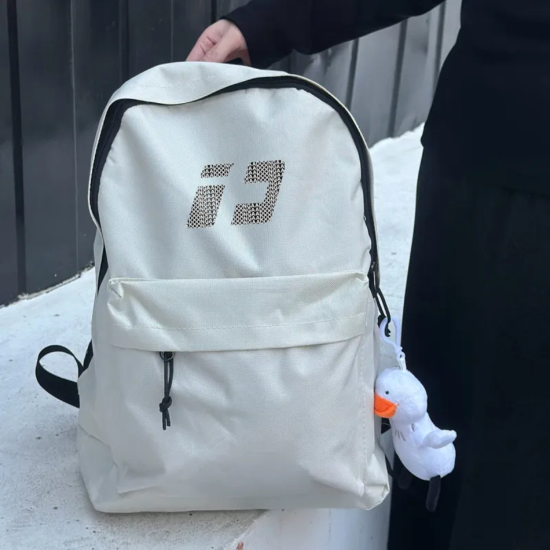 ADOONGA Canvas Backpack Regular Unisex Black/White-7