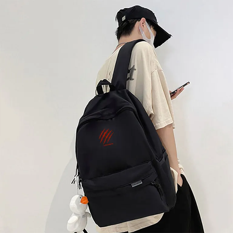 ADOONGA Nylon Backpack Unisex Black/White-2