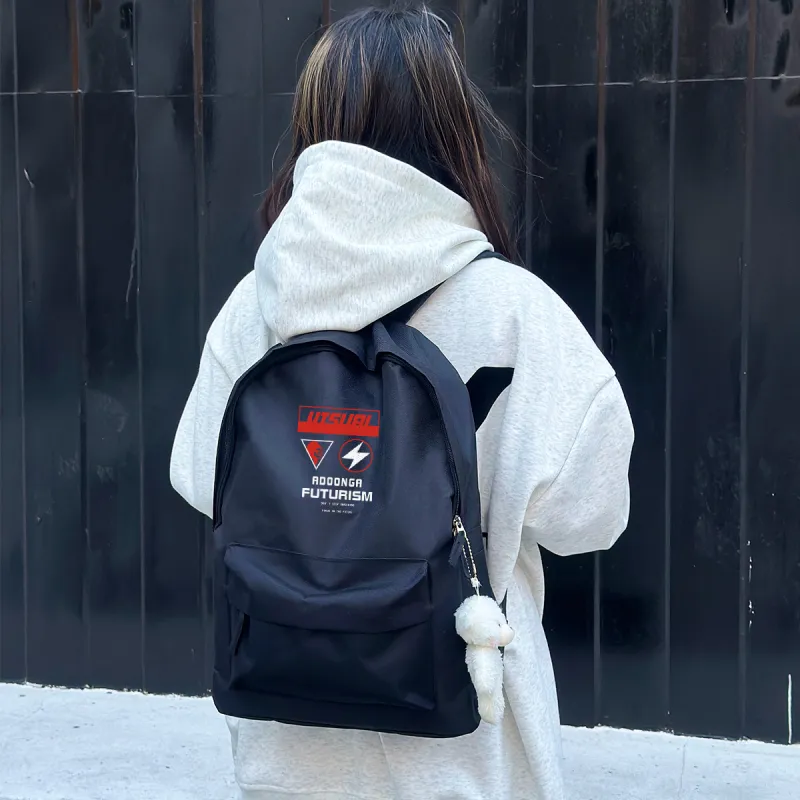 ADOONGA Canvas Backpack Unisex Black-1