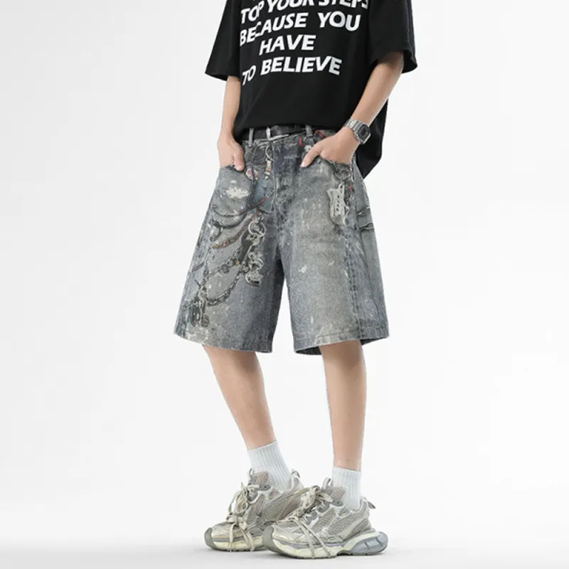 ADOONGA Denim Shorts Unisex Vintage Blue-2