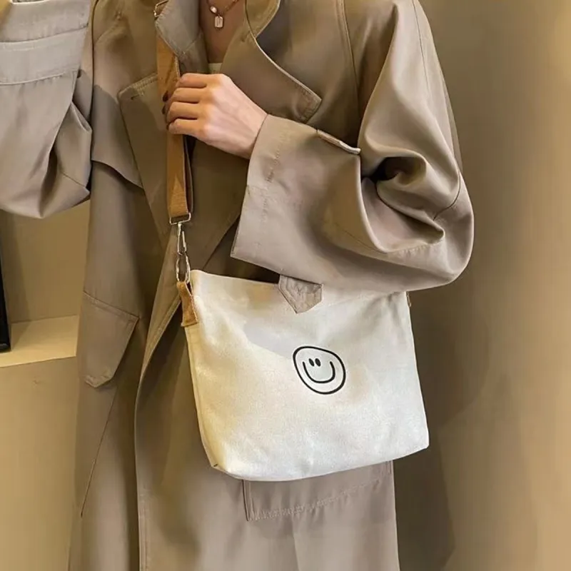 ADOONGA Canvas One Shoulder Crossbody Canvas Bag Regular Unisex Ecru-13
