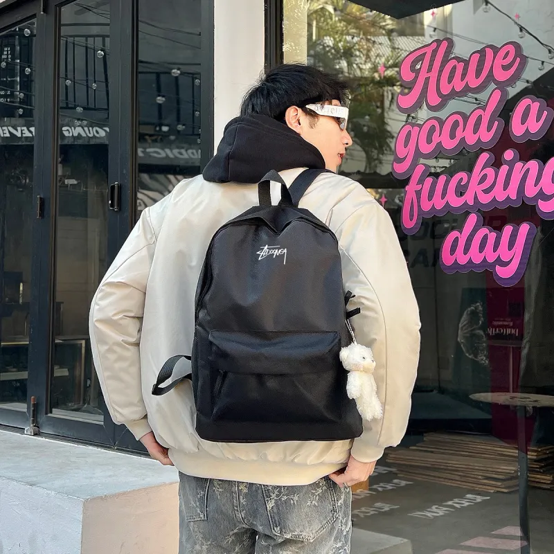 ADOONGA Canvas Backpack Regular Unisex Black-3