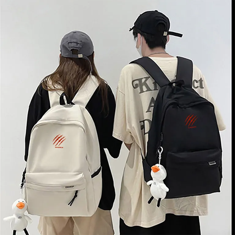 ADOONGA Nylon Backpack Unisex Black/White-5
