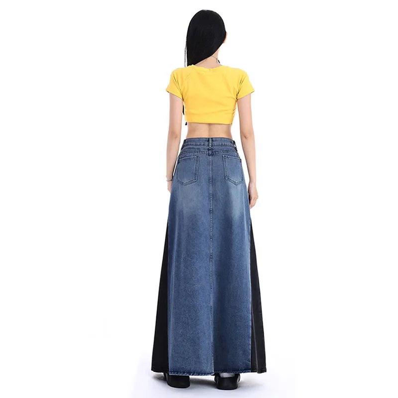 ADOONGA Denim Long Skirts Women's-1