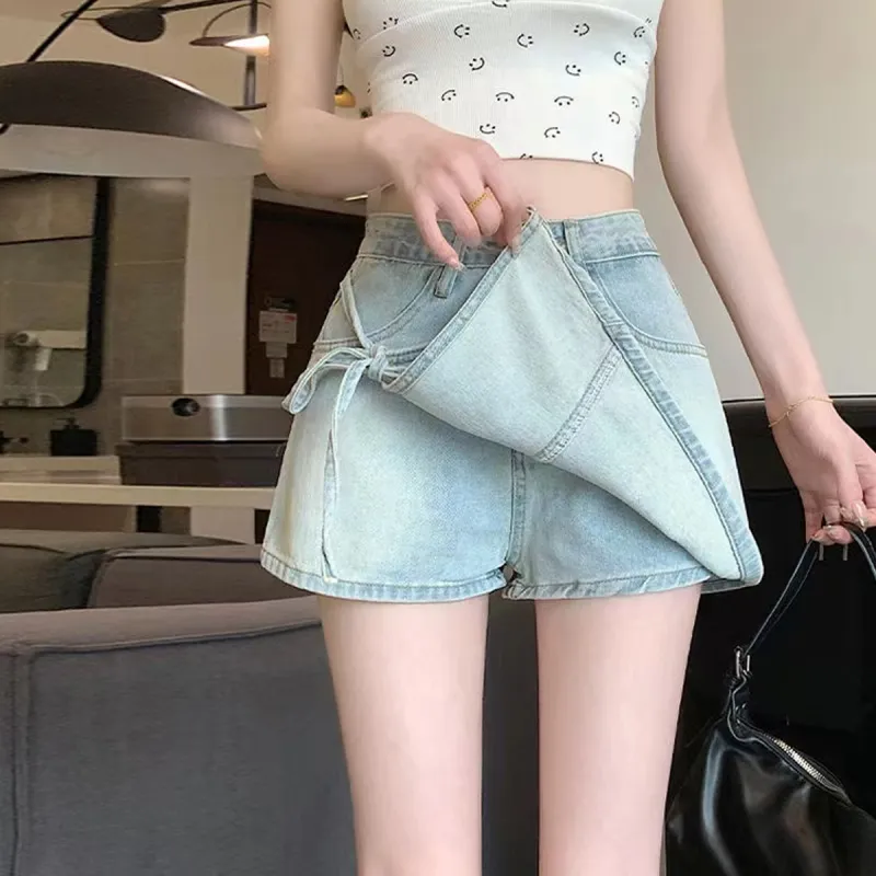 ADOONGA Denim Shorts Women's Blue-3