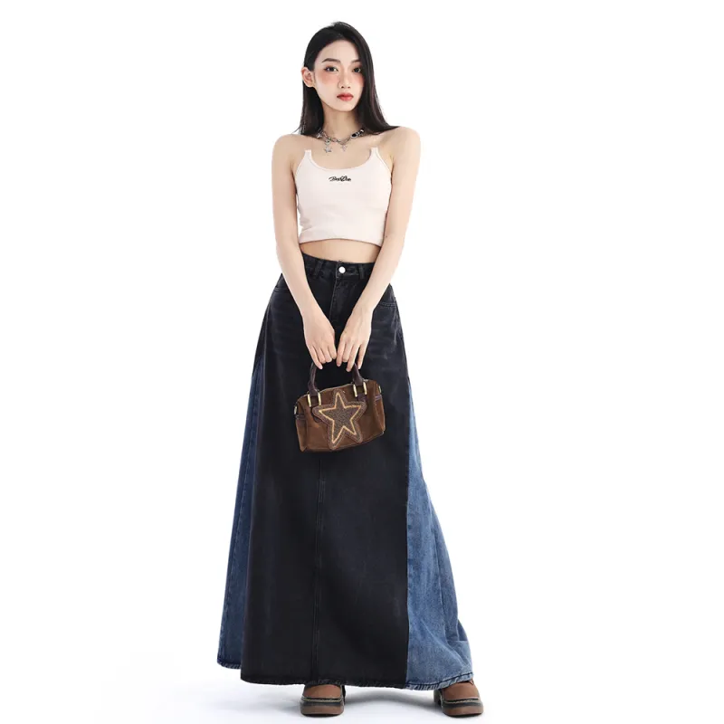 ADOONGA Denim Long Skirts Women's-11
