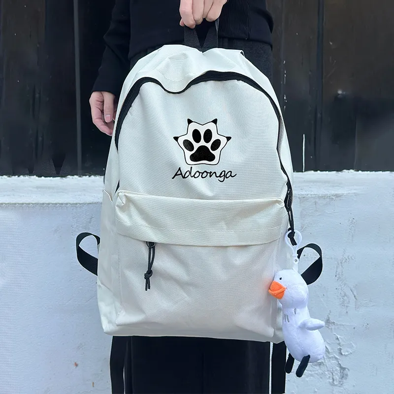 ADOONGA Canvas Backpack Unisex Black/White-7