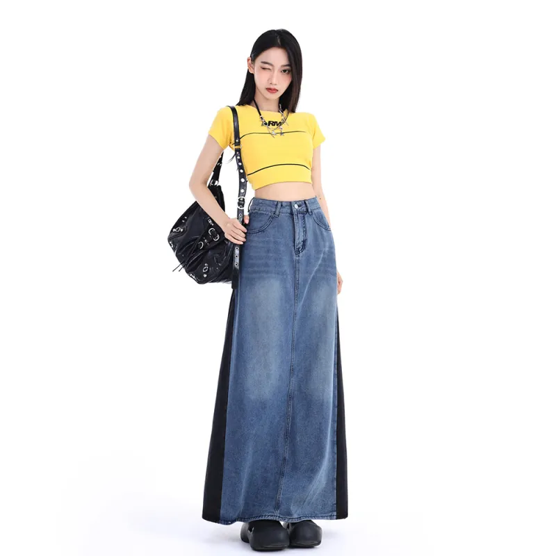 ADOONGA Denim Long Skirts Women's-2