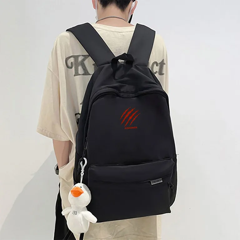 ADOONGA Nylon Backpack Unisex Black/White-1