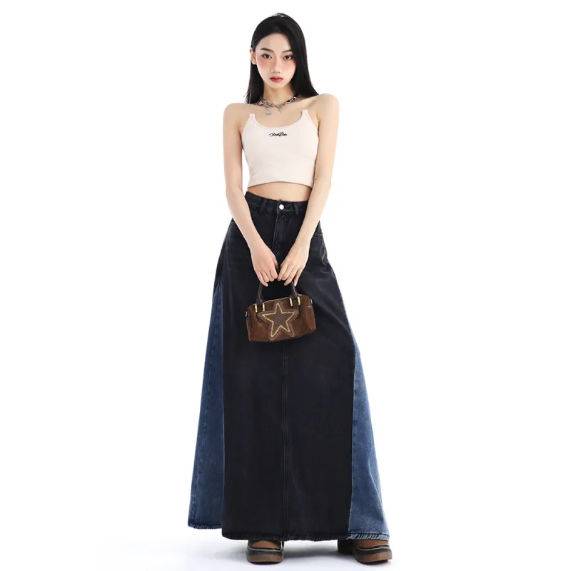 ADOONGA Denim Long Skirts Women's-9