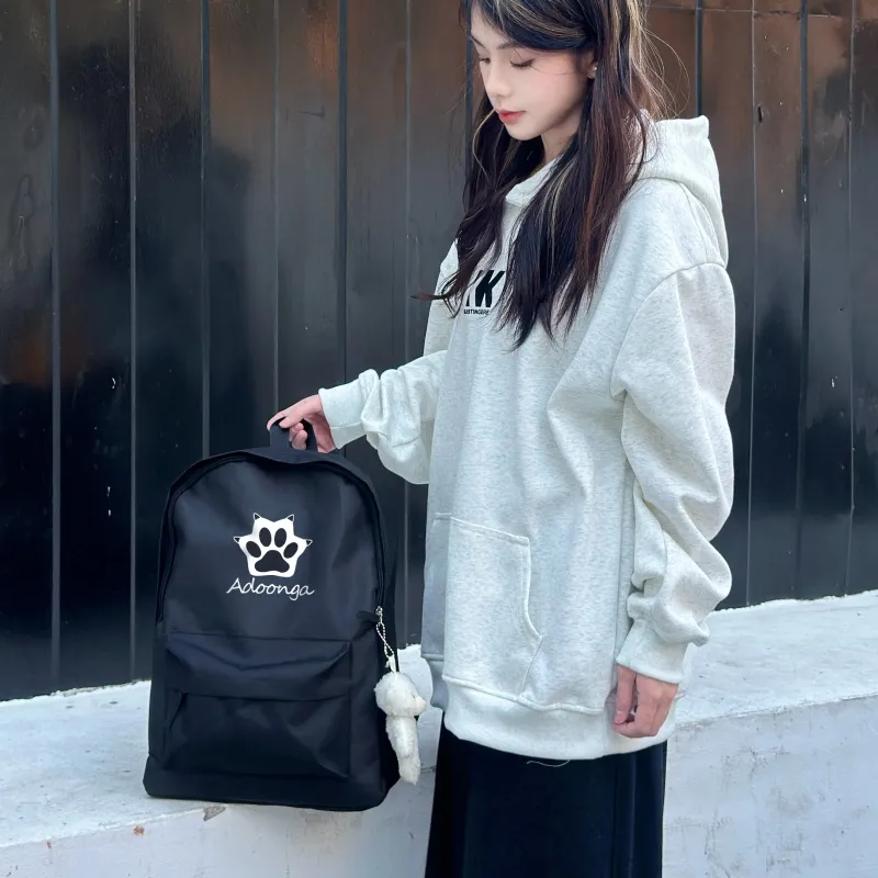 ADOONGA Canvas Backpack Unisex Black/White-3