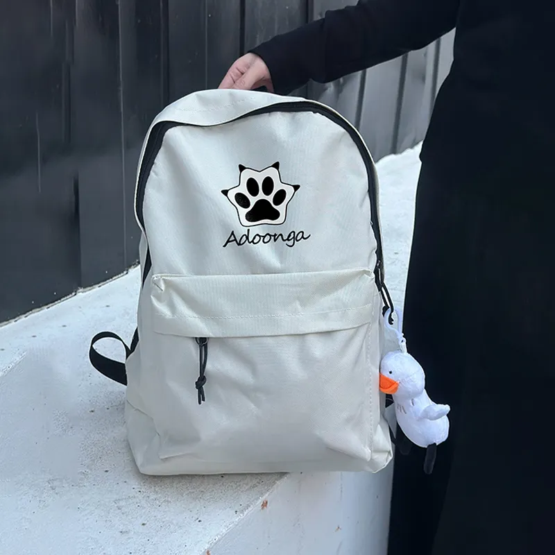 ADOONGA Canvas Backpack Unisex Black/White-6
