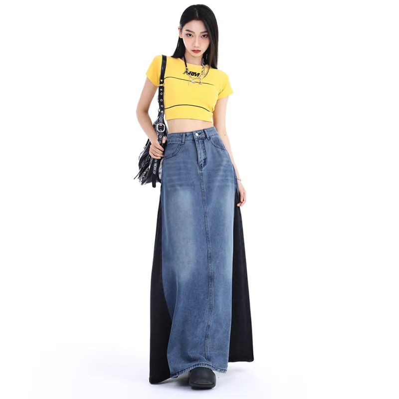 ADOONGA Denim Long Skirts Women's-3