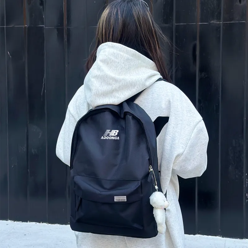 ADOONGA Nylon Backpack Regular Unisex Black/White-1