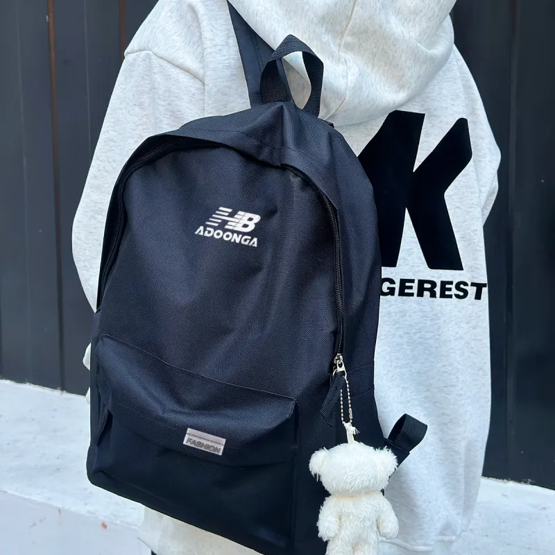 ADOONGA Nylon Backpack Regular Unisex Black/White-4
