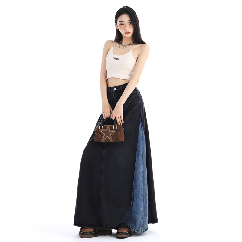 ADOONGA Denim Long Skirts Women's-10
