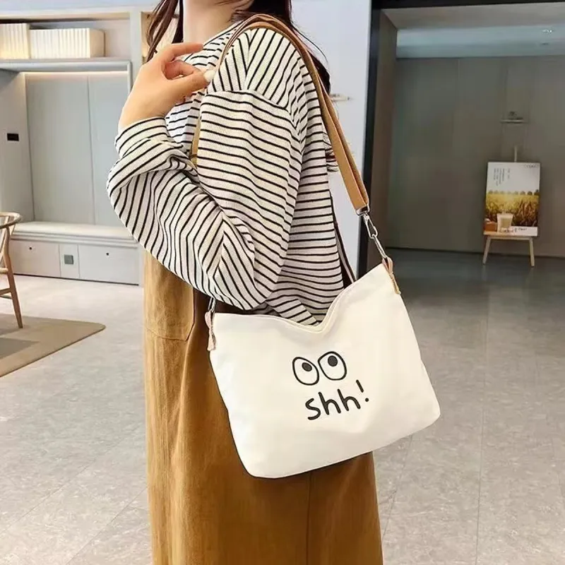 ADOONGA Canvas One Shoulder Crossbody Canvas Bag Regular Unisex Ecru-5