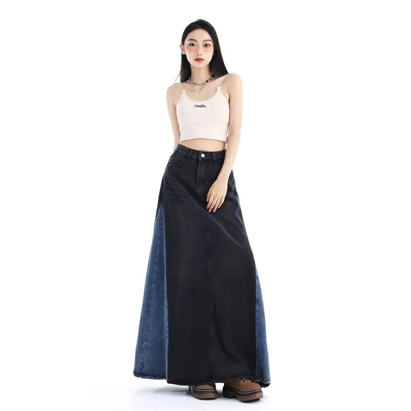 ADOONGA Denim Long Skirts Women's-12