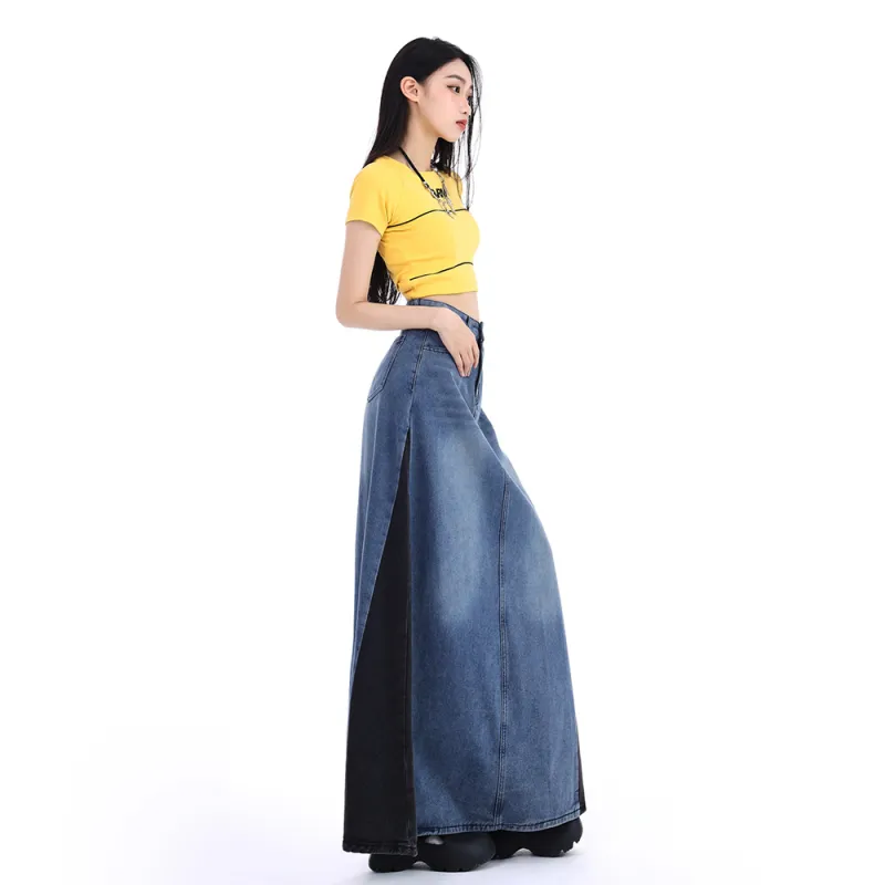 ADOONGA Denim Long Skirts Women's-6