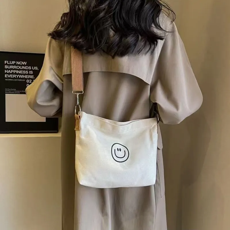 ADOONGA Canvas One Shoulder Crossbody Canvas Bag Regular Unisex Ecru-12
