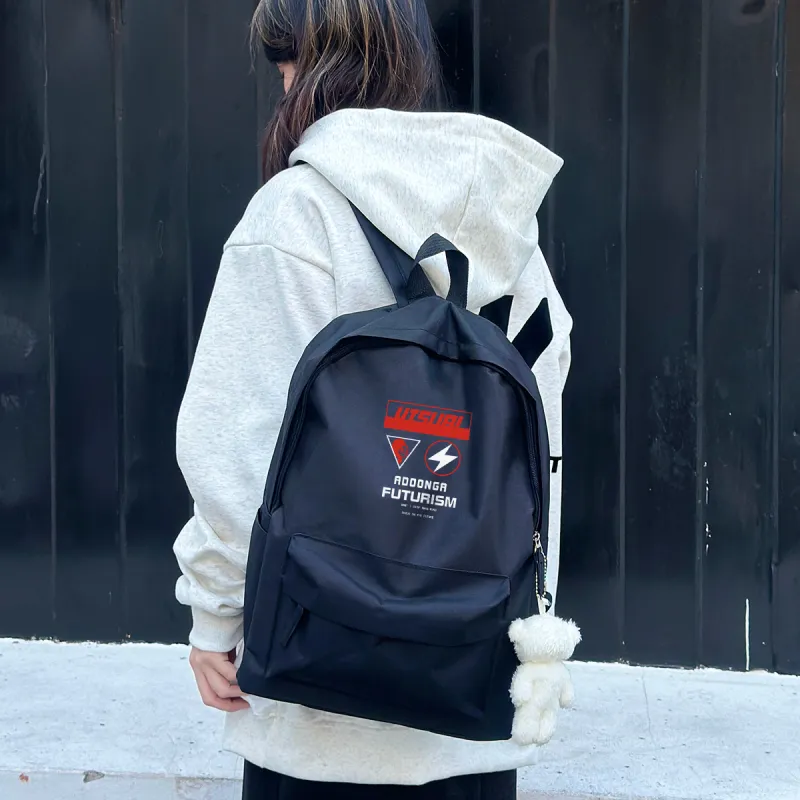 ADOONGA Canvas Backpack Unisex Black-2