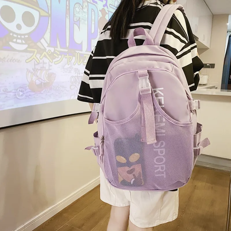 FAMAN Nylon Backpack Unisex White/Black/Purple/Green/Blue-6