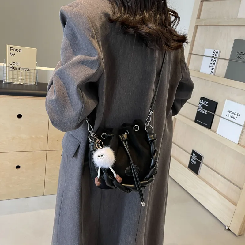FAMAN PU Bucket Bags Shoulder Bags Regular Women's Pink/Coffee/Brown/Black-23
