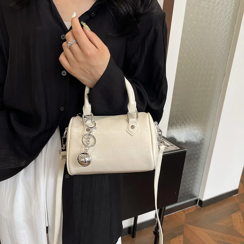 FAMAN PU Crossbody Bags Handbags Women's Ivory/Silver/Black-2