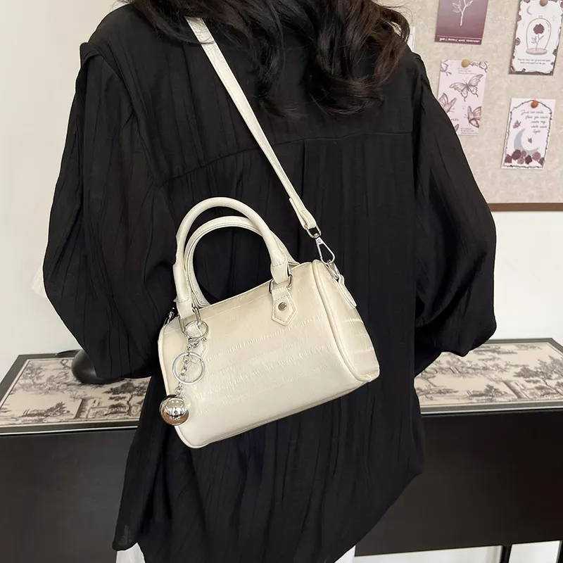 FAMAN PU Crossbody Bags Handbags Women's Ivory/Silver/Black-5
