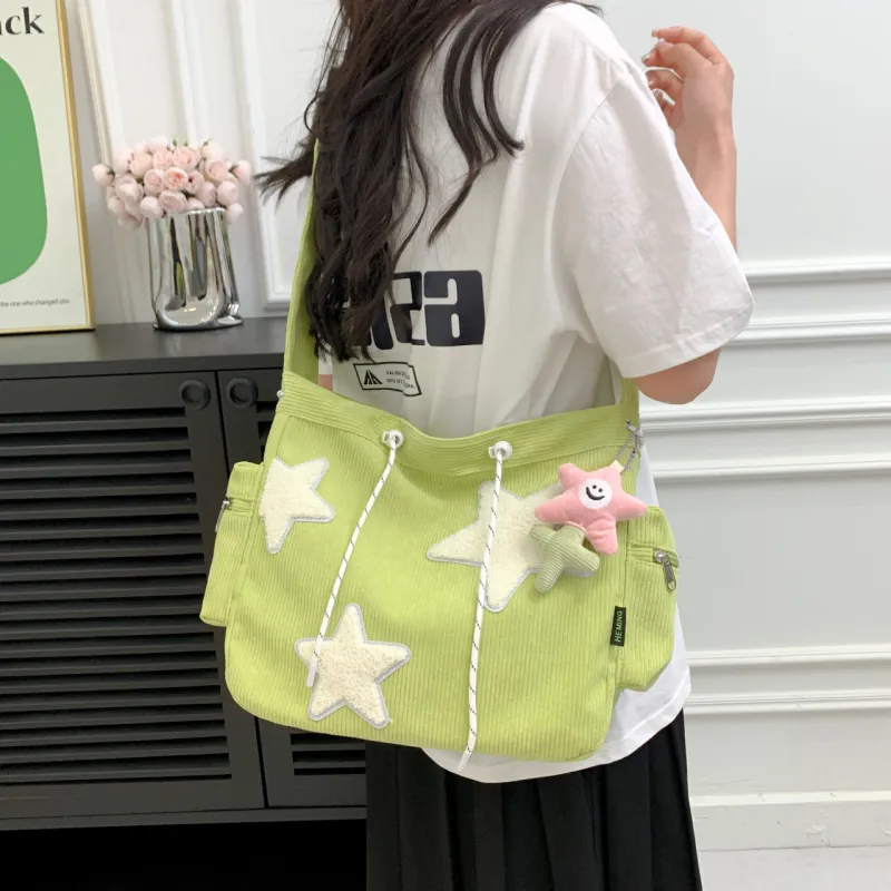 FAMAN Corduroy Crossbody Bag, Shoulder Bag Women's Pink/Black/White/Green-23