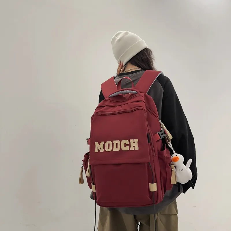 FAMAN Nylon Backpack Unisex Black/White/Red/Blue/Coffee-1