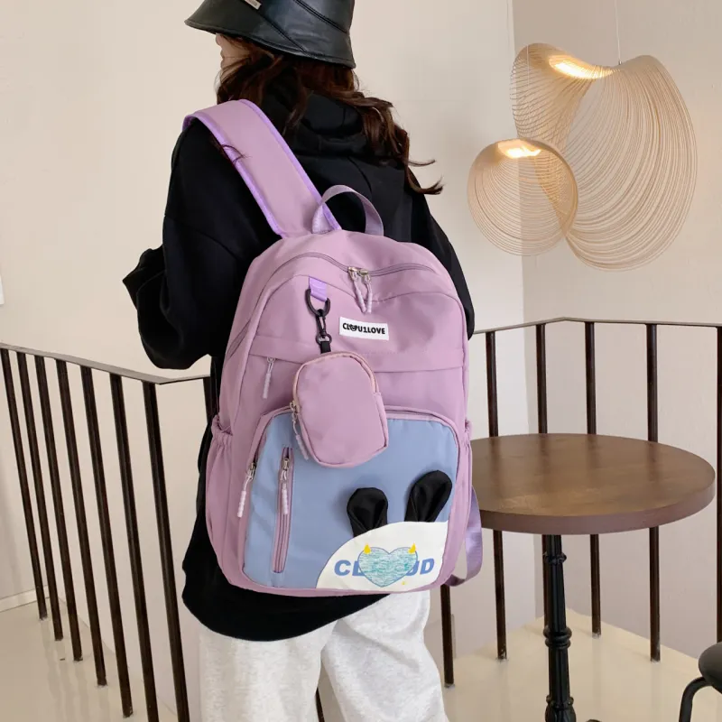 FAMAN Nylon Macaron Color Large Capacity Backpack Cute Trendy Fashion Bag Women's-2