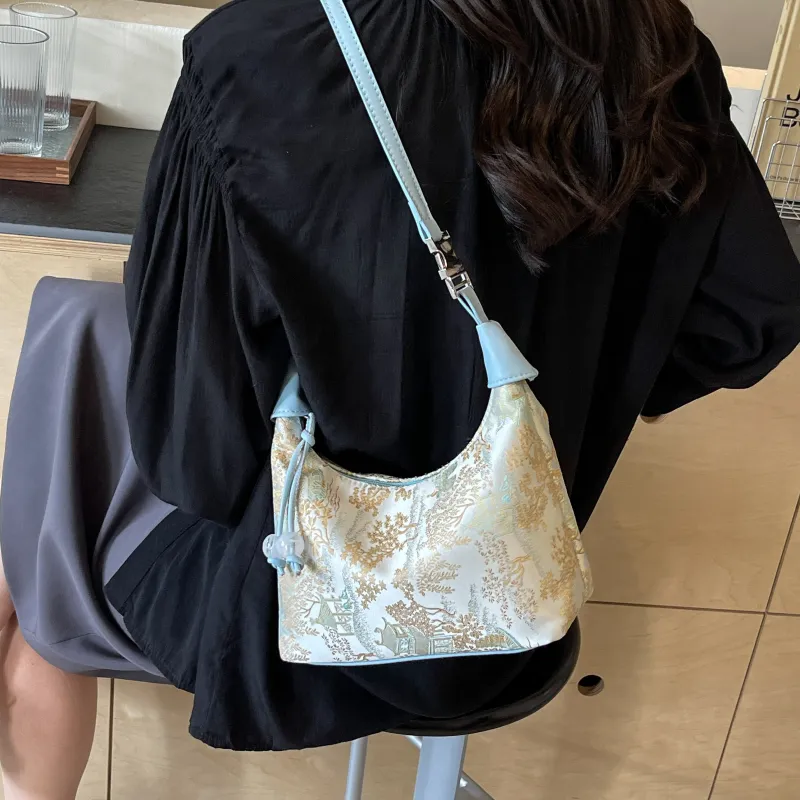 FAMAN Fabric Handbag Regular Women's White/Blue/Pink-5