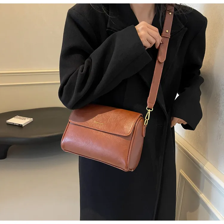 FAMAN PU Shoulder Bag Crossbody Bag Women's Brown Coffee Coffee Black-1