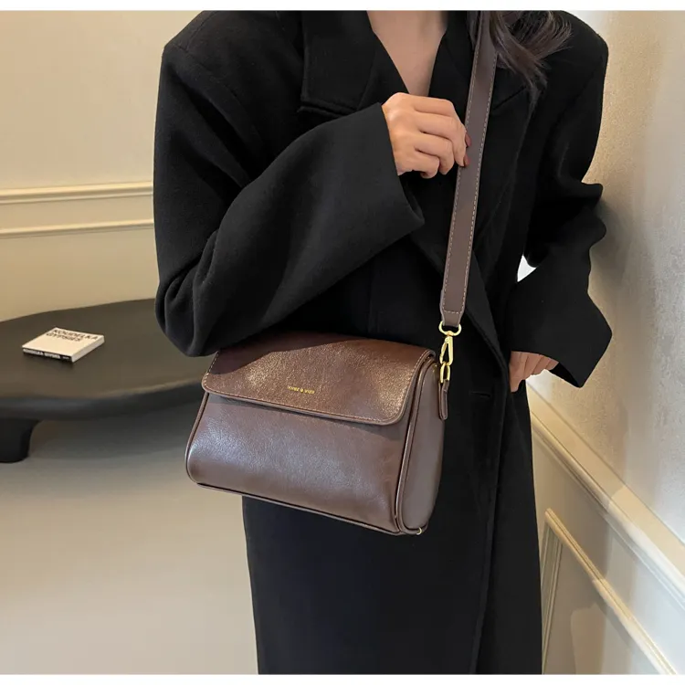 FAMAN PU Shoulder Bag Crossbody Bag Women's Brown Coffee Coffee Black-9