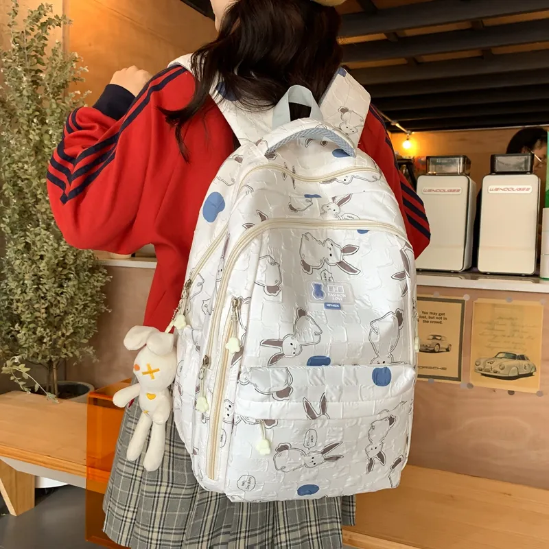 FAMAN Nylon Rabbit Backpack Regular Women's Black/Green/Blue/Pink/White/Purple-3